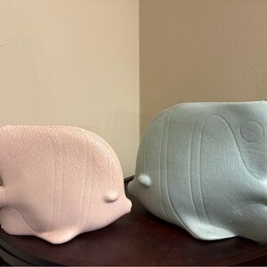 Artisan Ceramic Fish Decor Set in Pink and Green